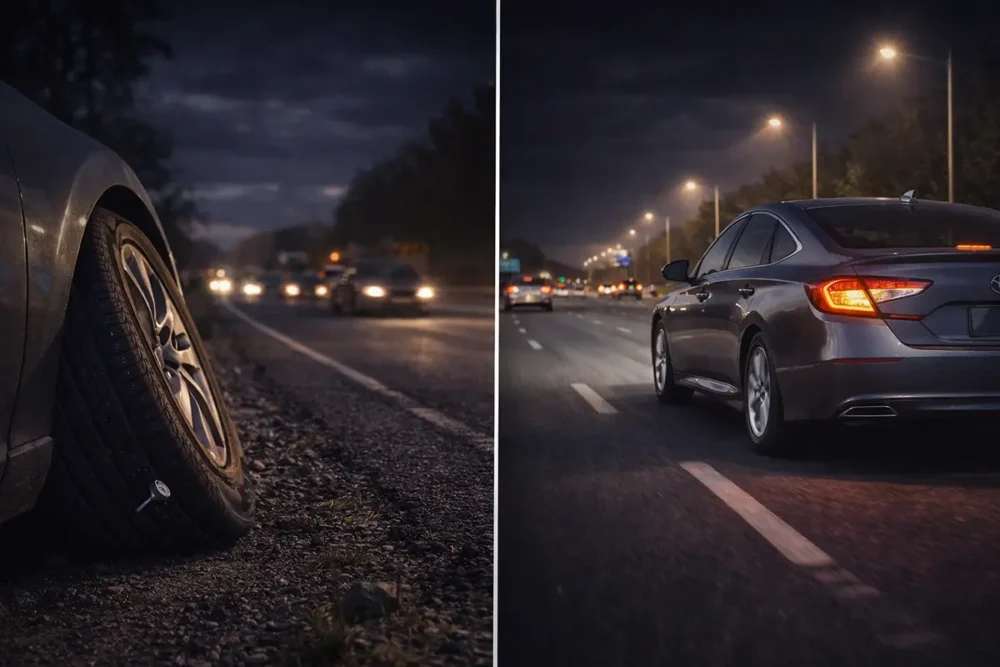 Deflated Standard Tire vs Run-flat Tire