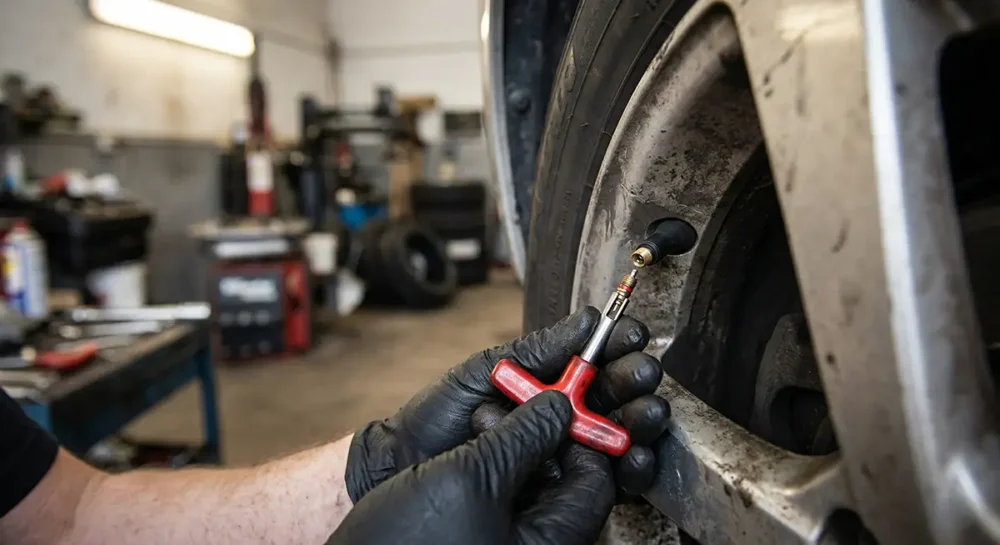 Removing valve core from tyre stem