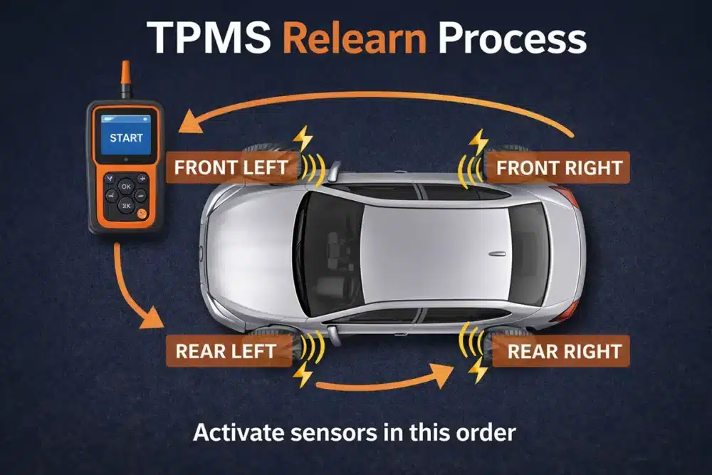 TPMS relearn process infographic