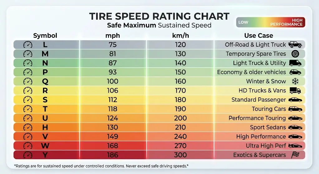 Infographic version of the tire speed rating chart