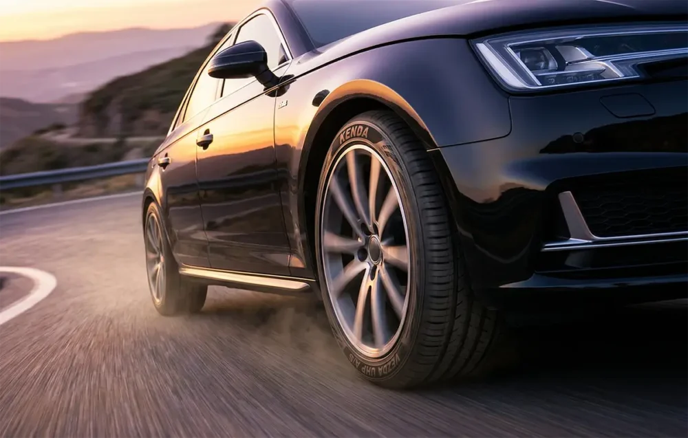 Kenda Tires Review: Are Kenda Tires good? 5 Kenda Vezda UHP A/S on a black sports sedan