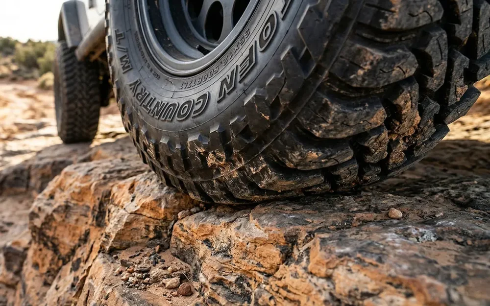 HT vs. AT vs. MT Tires: Which Is Right for You? 8 Close-up of Toyo Open Country MT sidewall tread