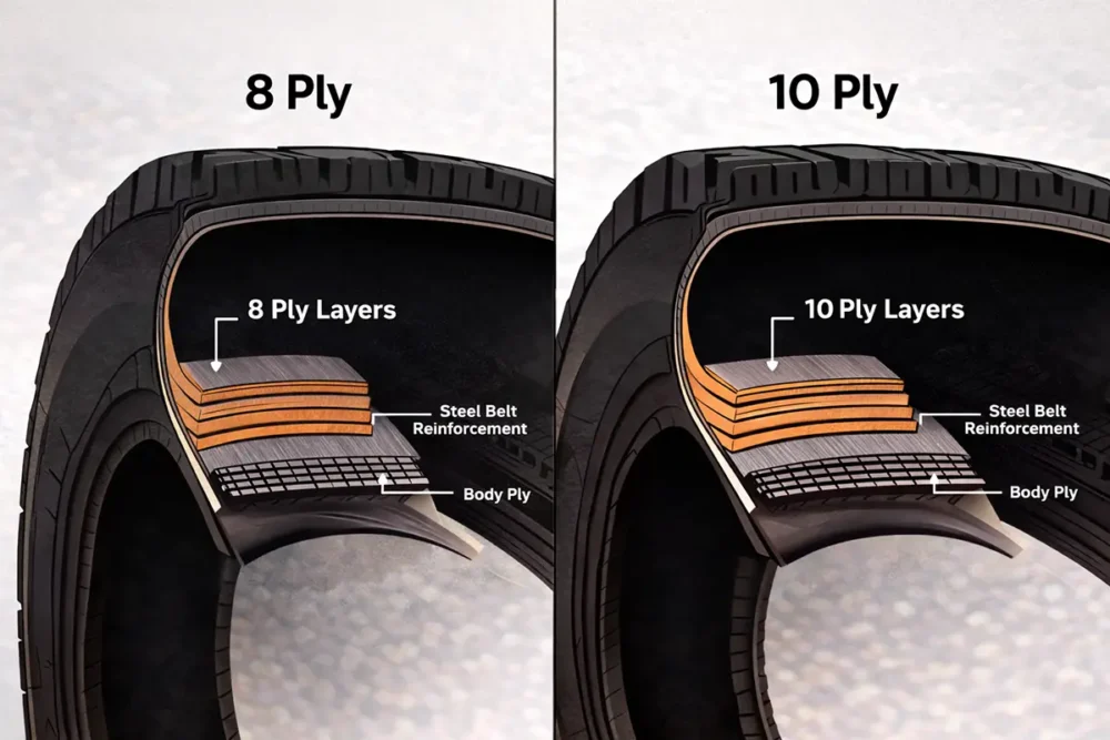 Comparison of 8 Ply vs 10 Ply Tire Sidewall