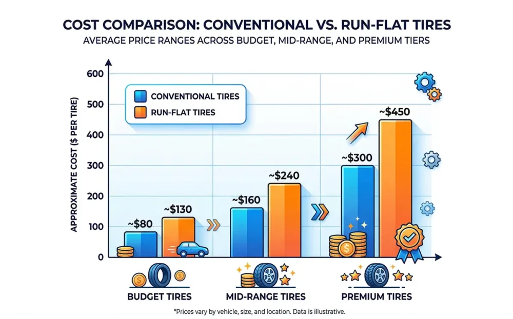 How Much Are Run-Flat Tires? Prices, Pros & Cons Explained 3 Cost Comparison to Regular Tires