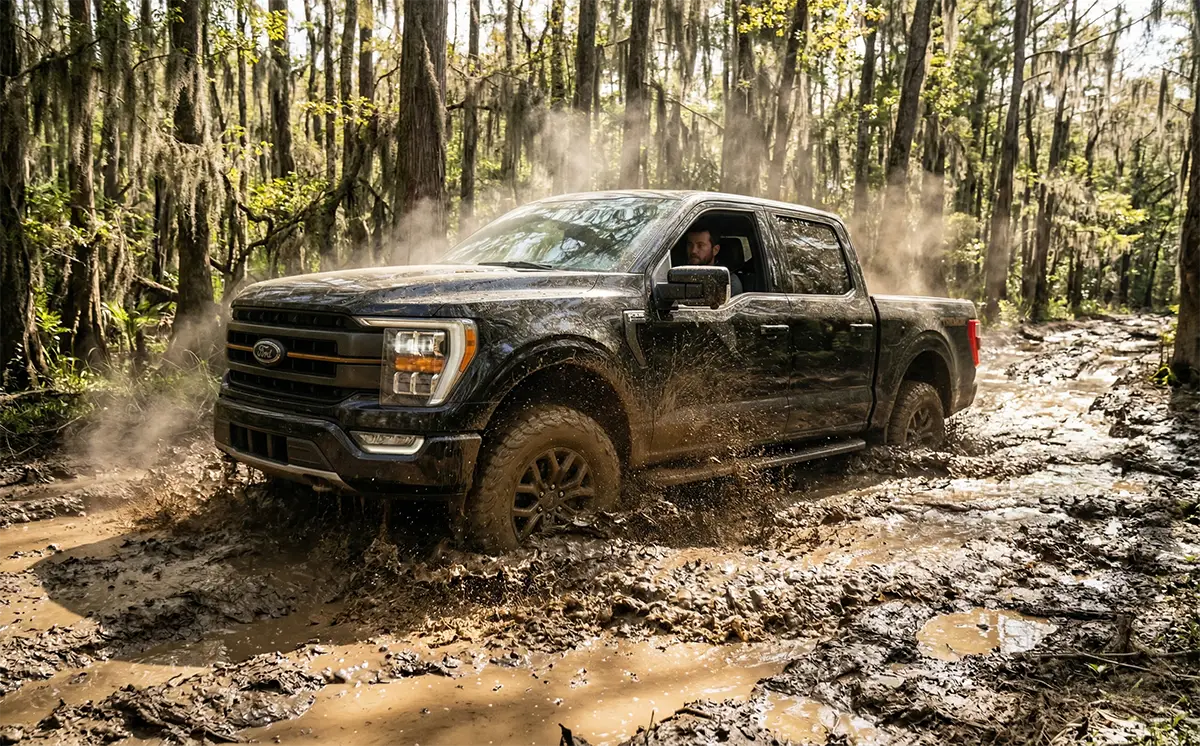 AT vs MT Tires: Which Is Right for Your Truck? 7 Ford F-150 with mud-terrain tires