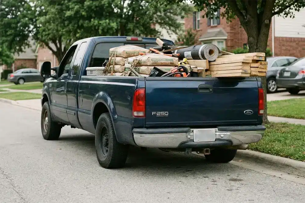 Why Do Tires Lose Pressure? 9 Real Reasons Explained 6 Overloaded truck or SUV with visibly compressed tires