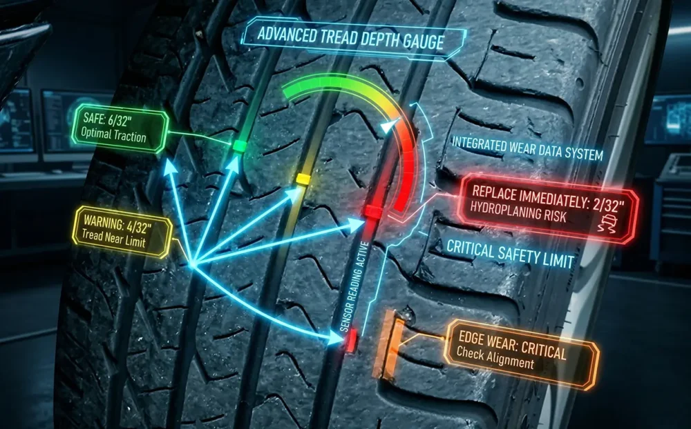 Bridgestone Turanza EverDrive tread wear indicators close-up