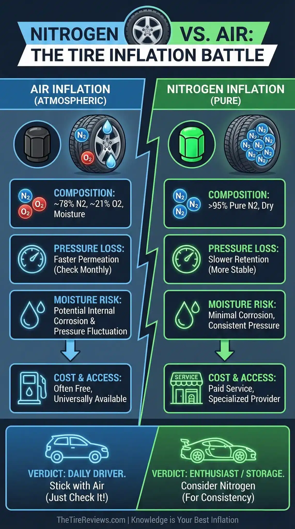 Nitrogen Vs. Air For Tires Infographic