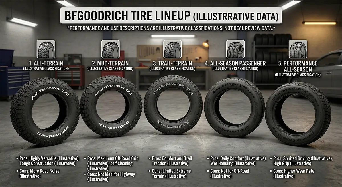 BFGoodrich Tires Review: Conquer Every Terrain with Confidence 5 BFGoodrich tire lineup