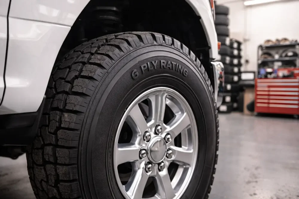6 ply light truck tire mounted on a pickup truck