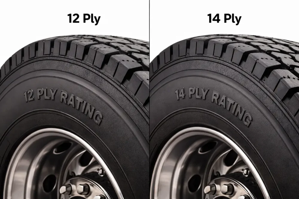 Comparison of 12 ply and 14 ply truck tires