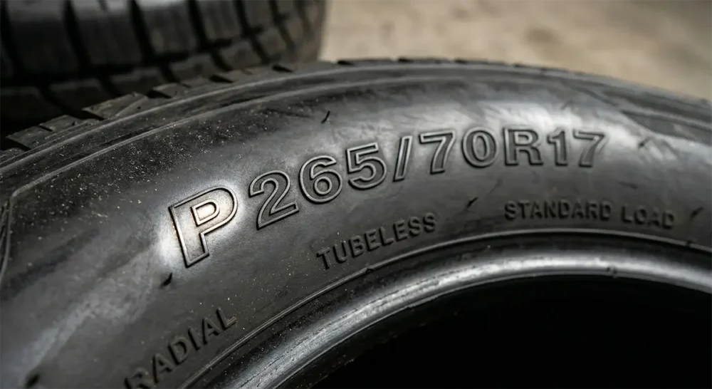 P-Metric tire sidewall