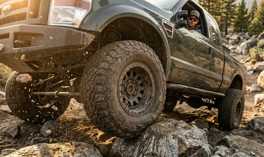 Truck on rocky off-road trail